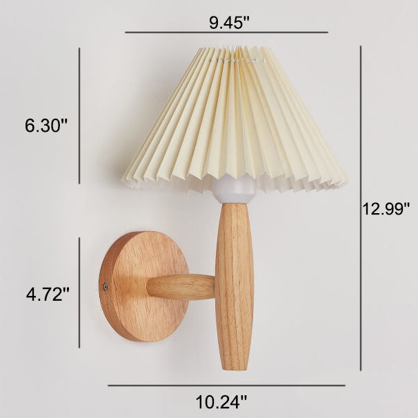 Wooden Pleated Umbrella Wall Lamp
