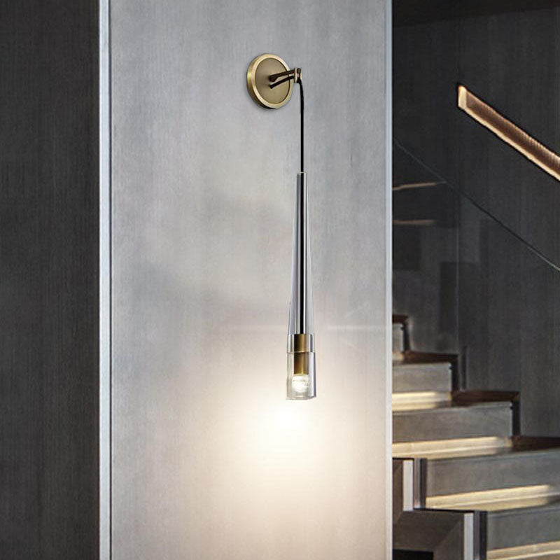 Conical Cylinder Copper Crystal Wall Lamp
