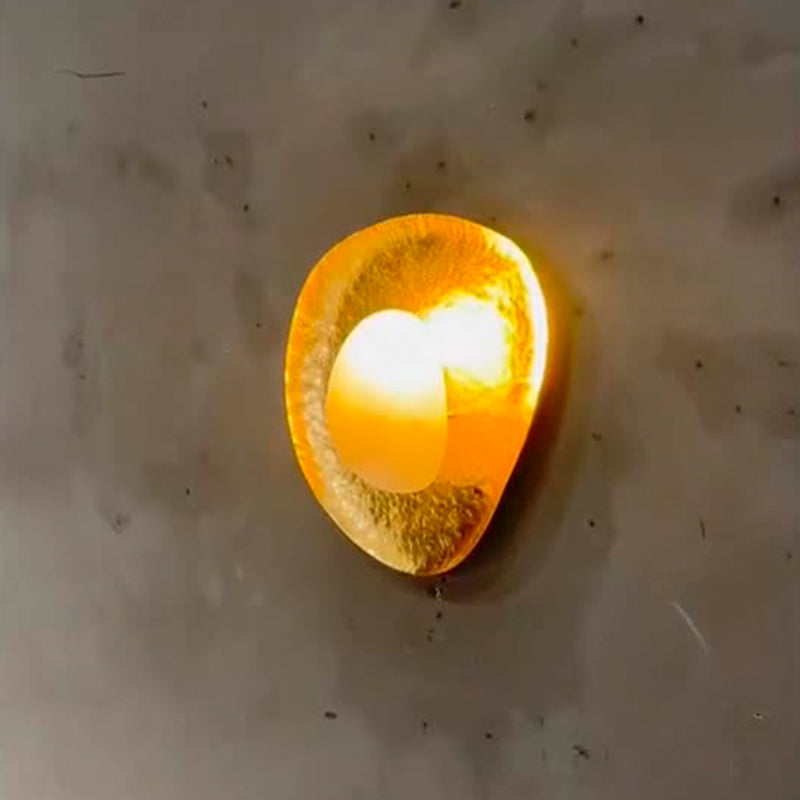 Round Copper Marble Bedroom Wall Lamp