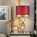 Cylinder Metal Fabric Crystal Table Lamp