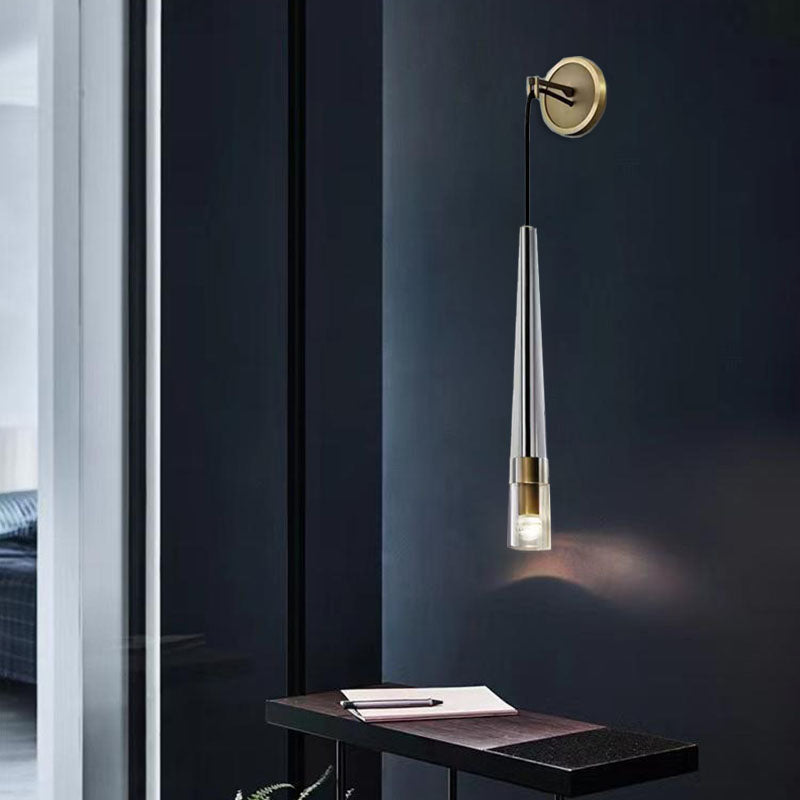 Conical Cylinder Copper Crystal Wall Lamp