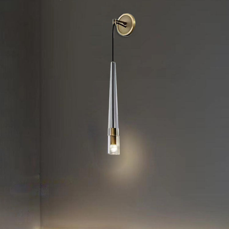 Conical Cylinder Copper Crystal Wall Lamp
