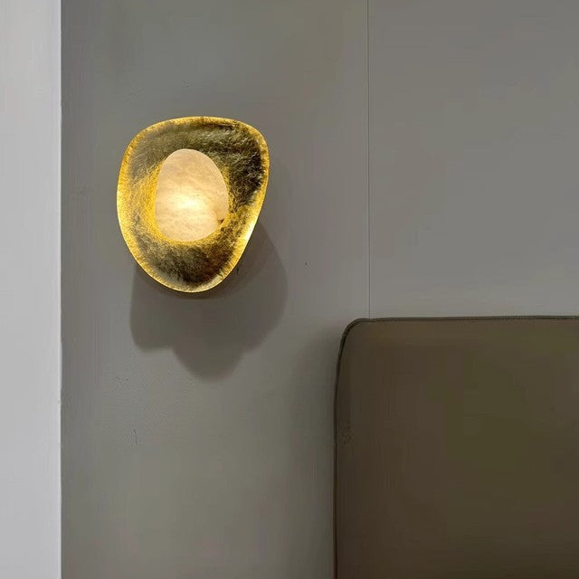 Round Copper Marble Bedroom Wall Lamp