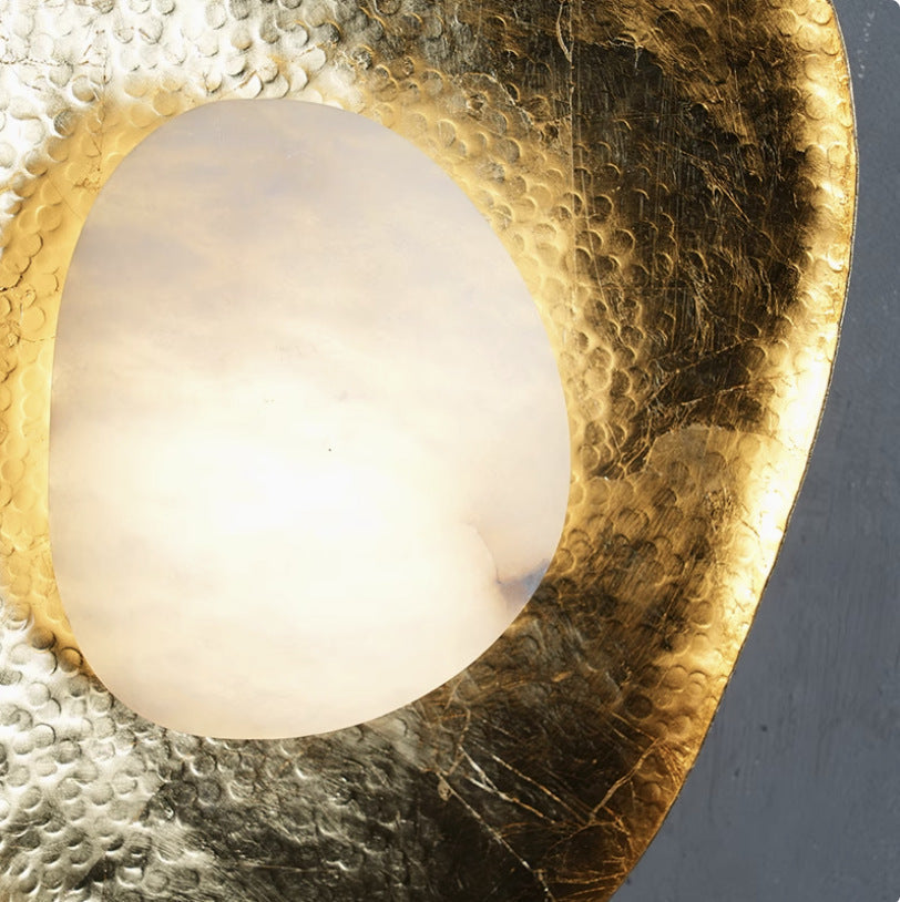 Round Copper Marble Bedroom Wall Lamp