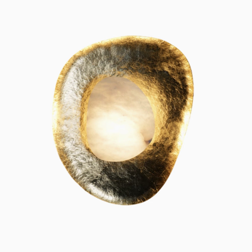 Round Copper Marble Bedroom Wall Lamp