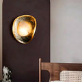 Round Copper Marble Bedroom Wall Lamp
