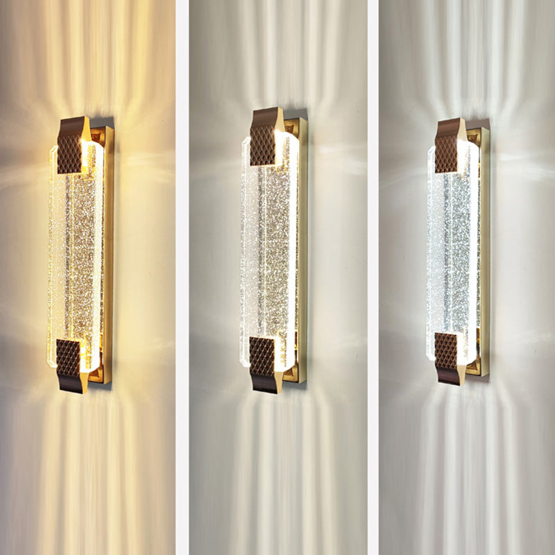 Rectangular Glass Stainless Steel Wall Lamp