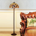 Stained Glass Magpie Plum 2-Light Floor Lamp