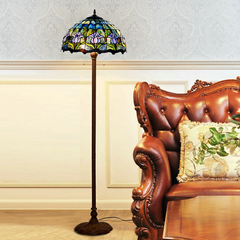 Tulip Stained Glass Dome 2-Light Floor Lamp