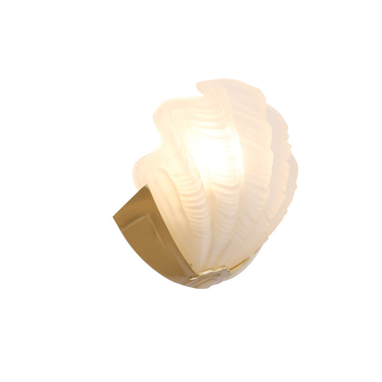Shell Brass Glass Living Wall Lamp