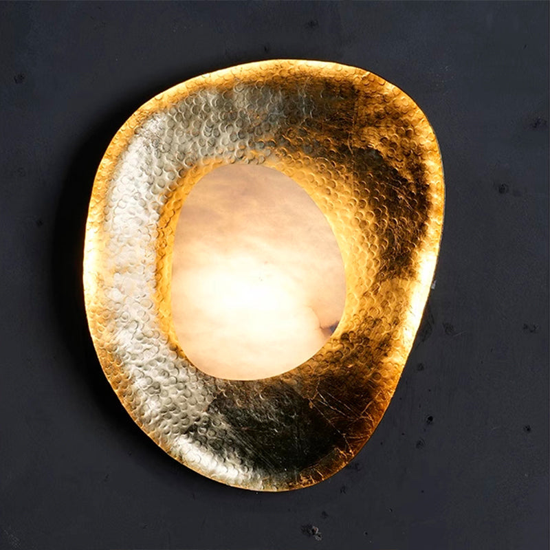 Round Copper Marble Bedroom Wall Lamp
