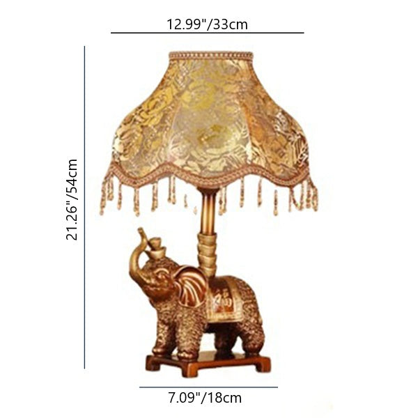 Elephant Round Fabric Resin Table Lamp