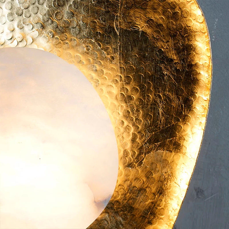 Round Copper Marble Bedroom Wall Lamp