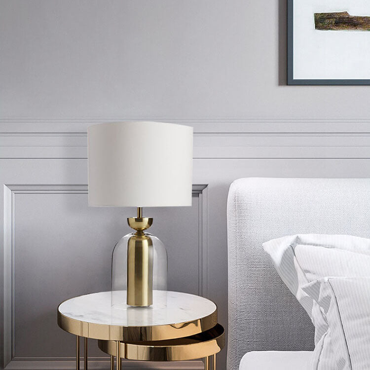 Fabric Cylinder Glass Table Lamp