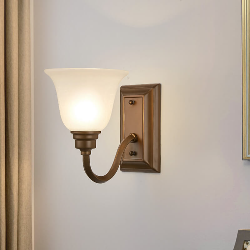 Iron Frame Floral Glass Wall Lamp