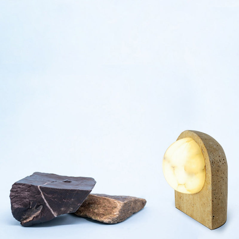 Oval Stone Living Room Table Lamp