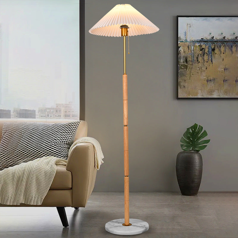 Plastic Pleated Conical Marble Floor Lamp