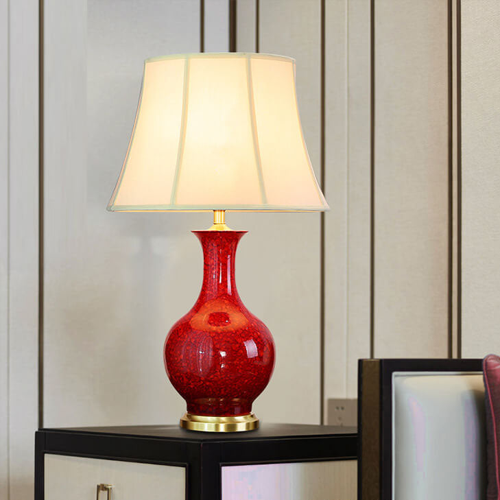 Flowing Glaze Ceramic Fabric Table Lamp
