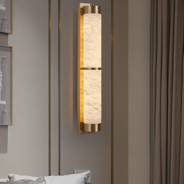 Full Copper Marble Column Wall Lamp