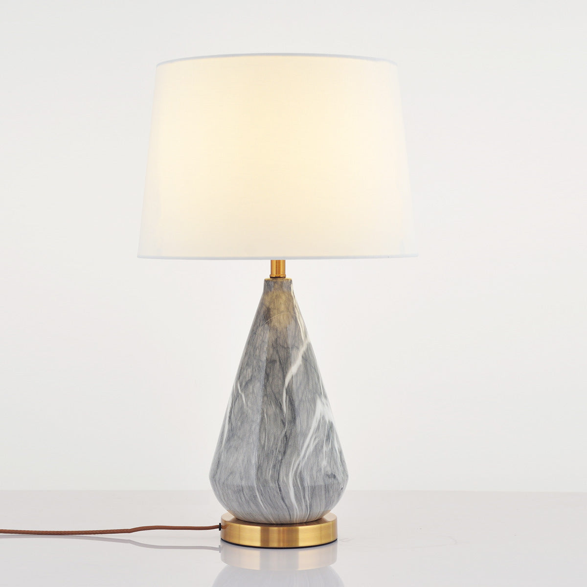 Tapered Ceramics Marble Fabric Table Lamp