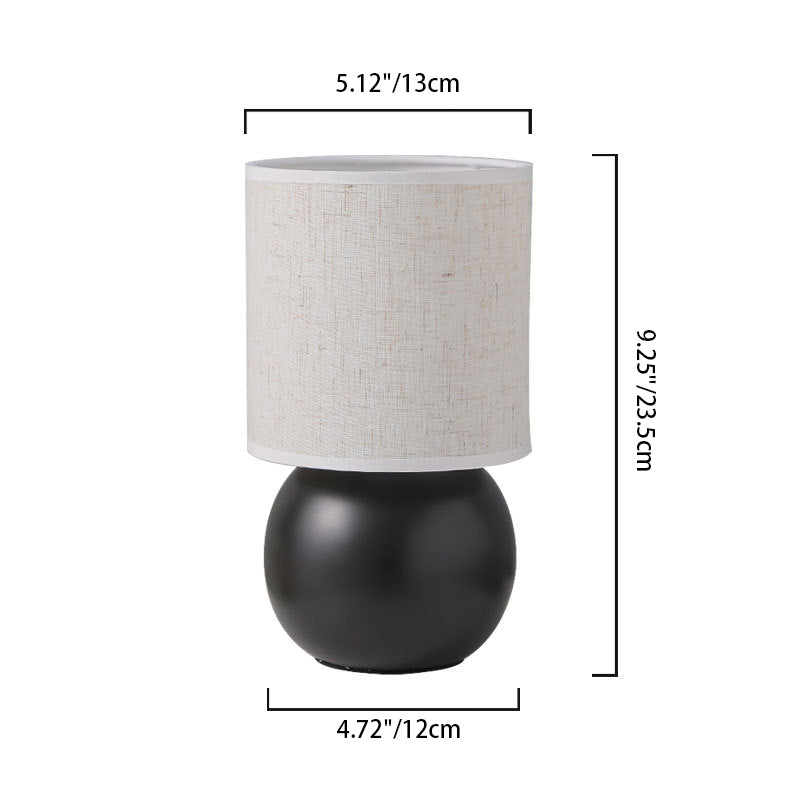 Round Orb Ceramic Fabric Table Lamp
