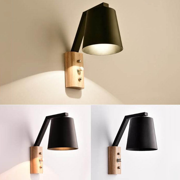 Solid Wood Cylindrical Wall Lamp