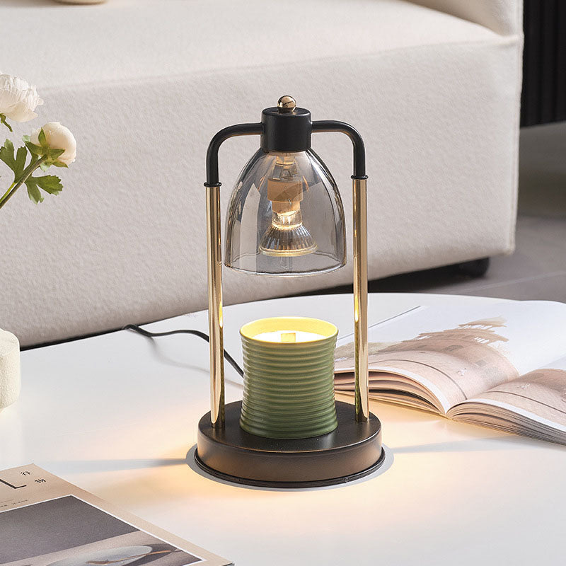 Iron Glass Conic Rectangular Table Lamp