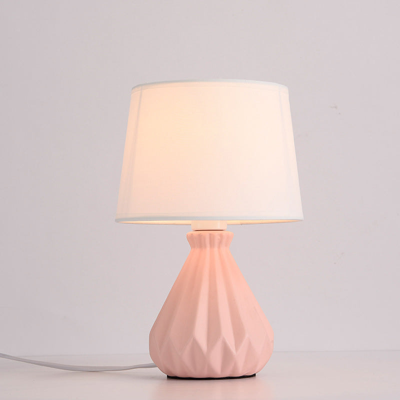 Cylindrical Cone Ceramic Fabric Table Lamp
