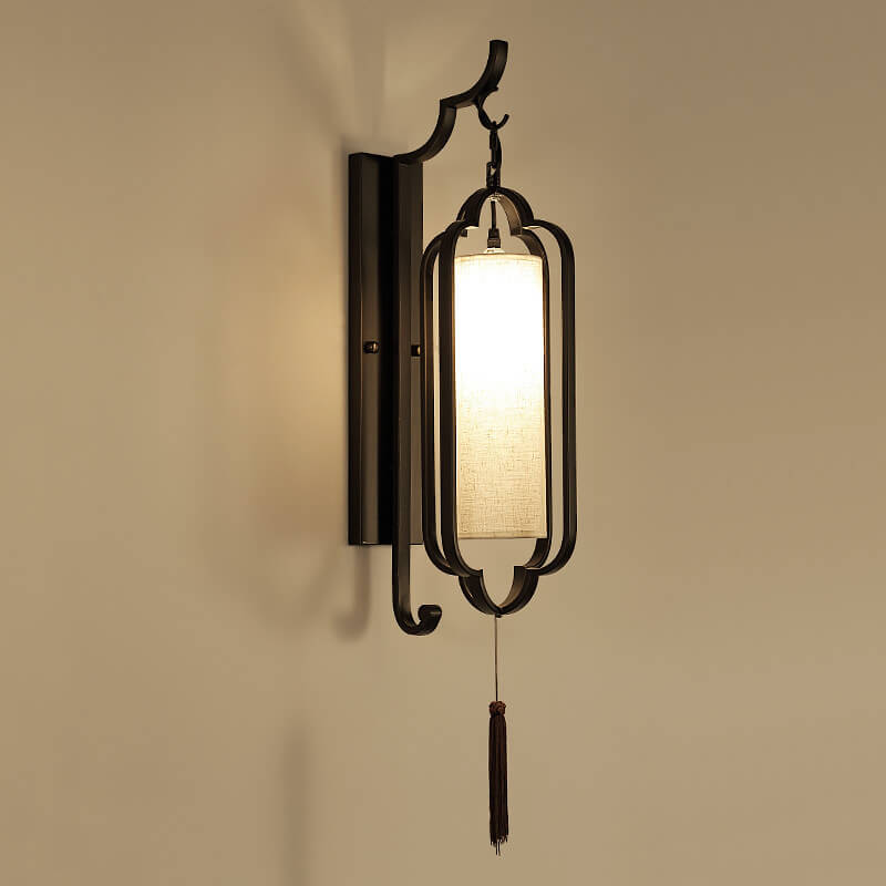 Iron Frame Tassel Fabric Wall Lamp