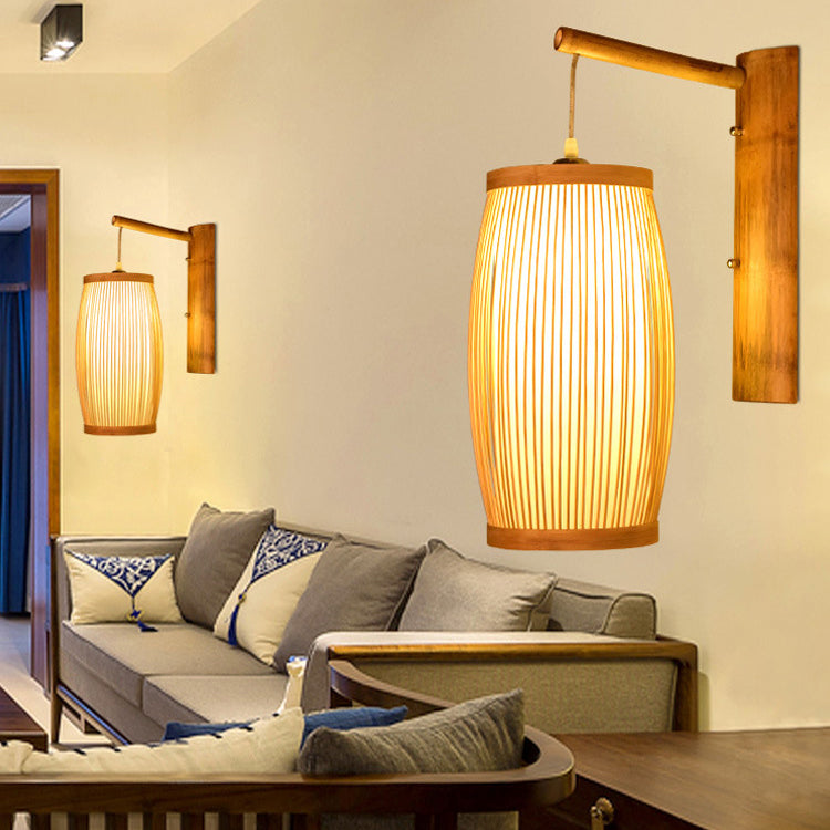 Cubic Bamboo Living Room Wall Lamp