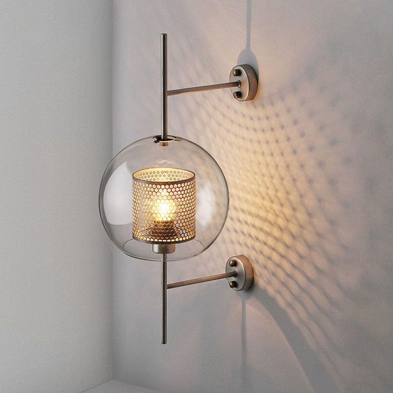 Iron Finish Frame Spherical Wall Lamp