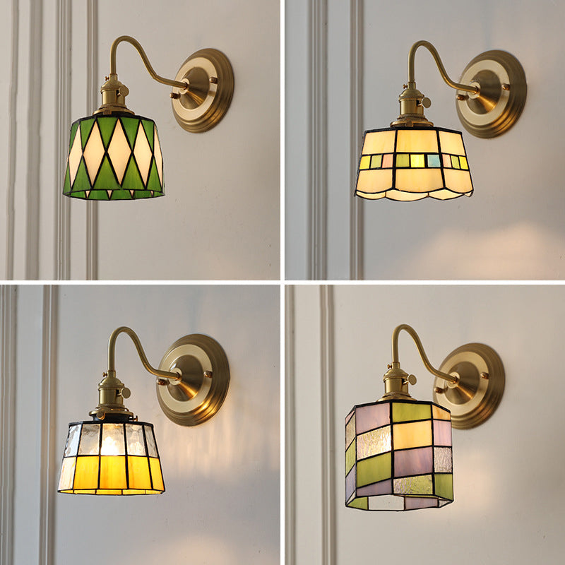 Round Copper Glass Living Wall Lamp