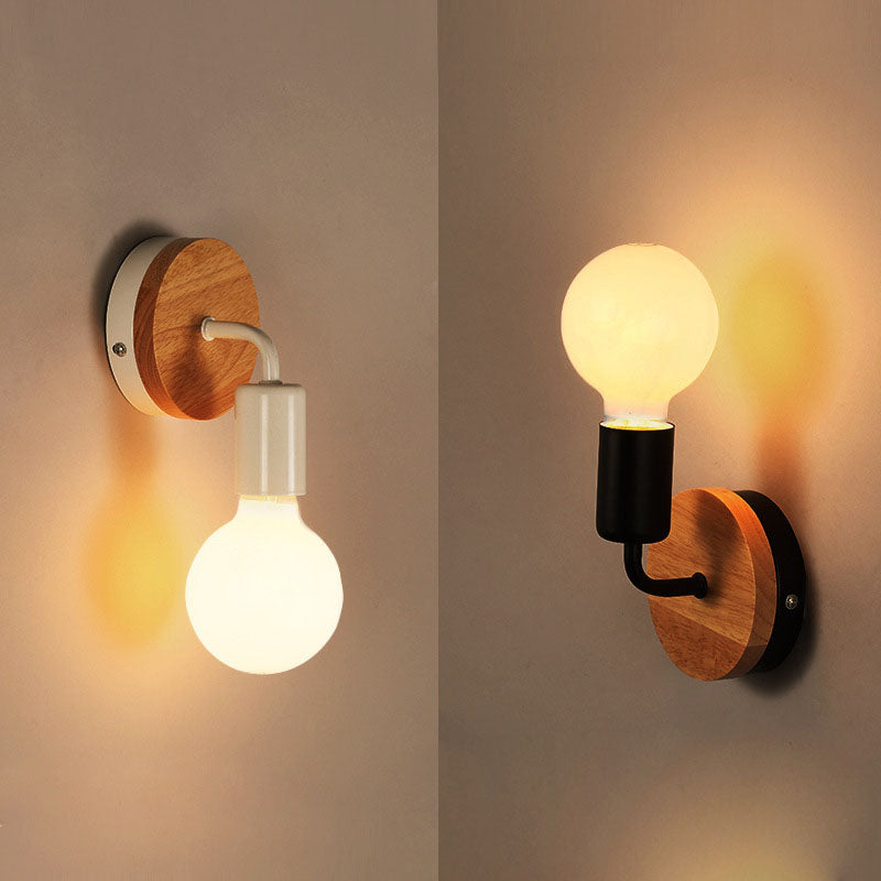 Bent Wood Iron Bedroom Wall Lamp