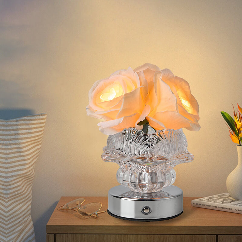 Decorative Rose Metal Glass Table Lamp