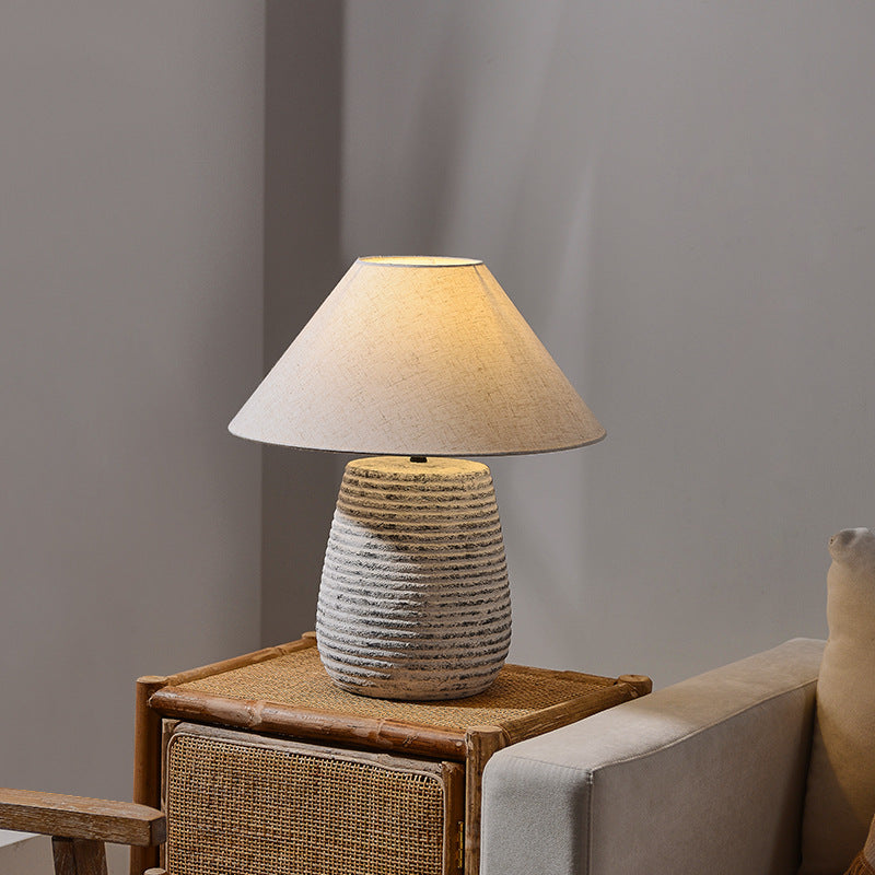 Ceramic Jar Linen Fabric Table Lamp