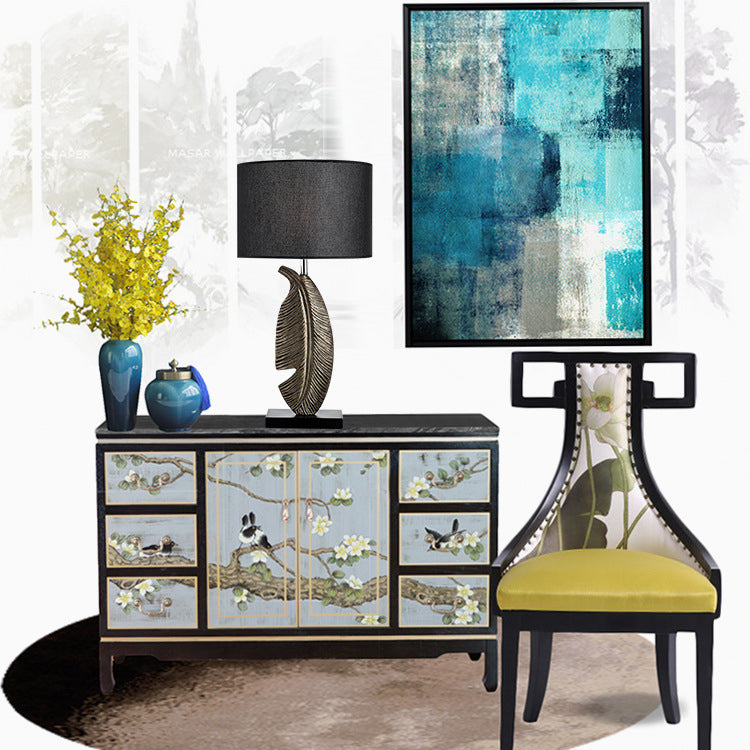 Leaf Resin Fabric Iron Table Lamp