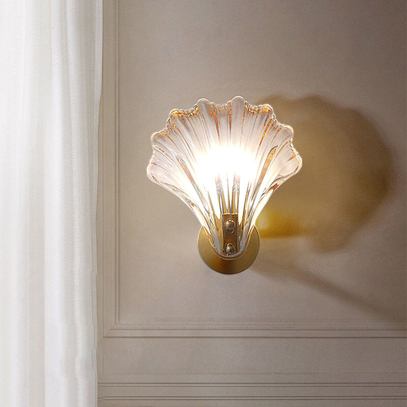 Scalloped Shell Amber Glass Wall Lamp