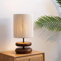 Walnut Fabric Lampshade Cylinder Table Lamp