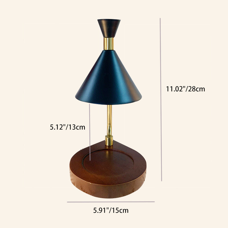 Iron Conical Wooden Melting Table Lamp
