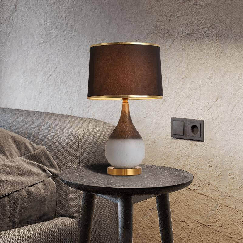 Ceramic Fabric Cylinder Bedroom Table Lamp