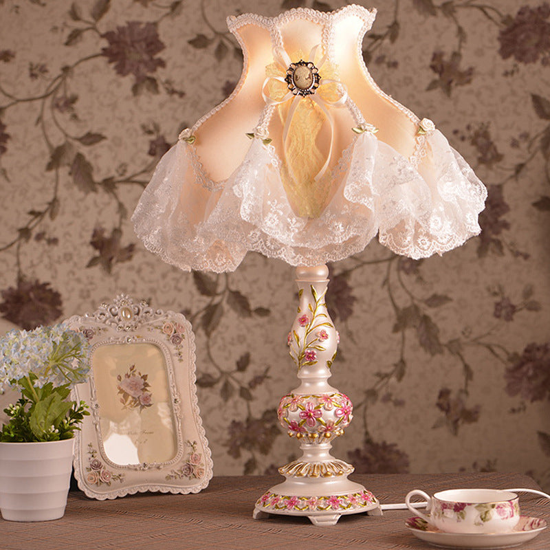 Sculpted Floral Resin Iron Table Lamp