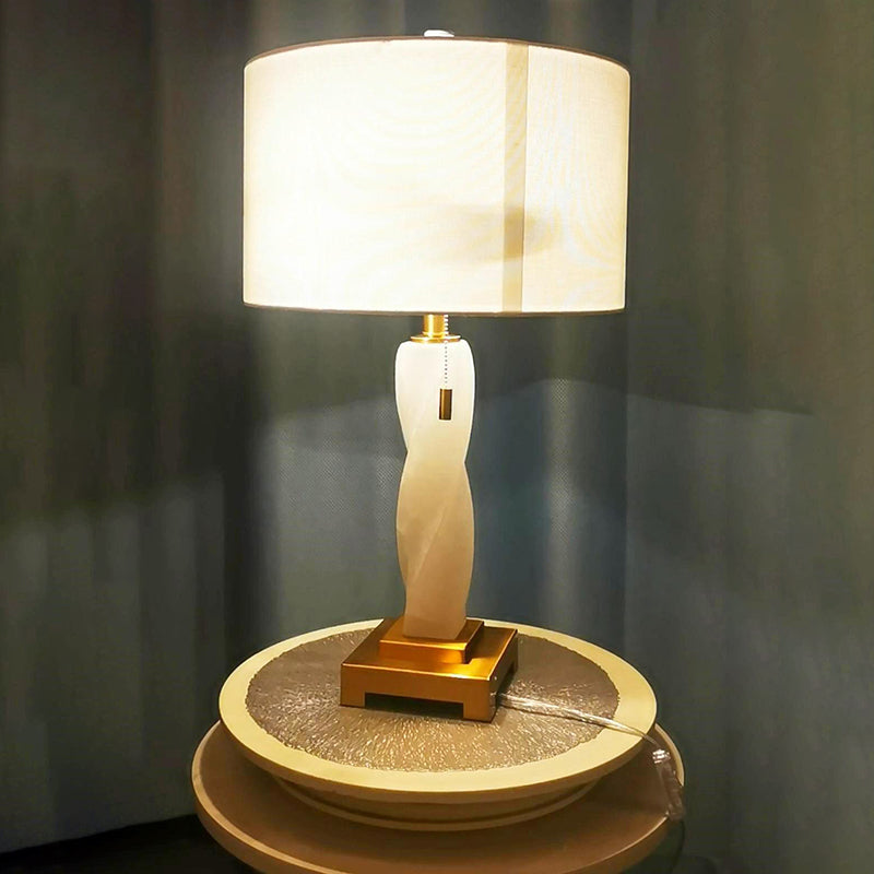 Cylinder Round Metal Marble Table Lamp