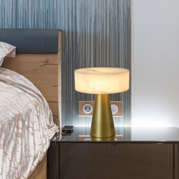 Round Square Tapered Metal Table Lamp