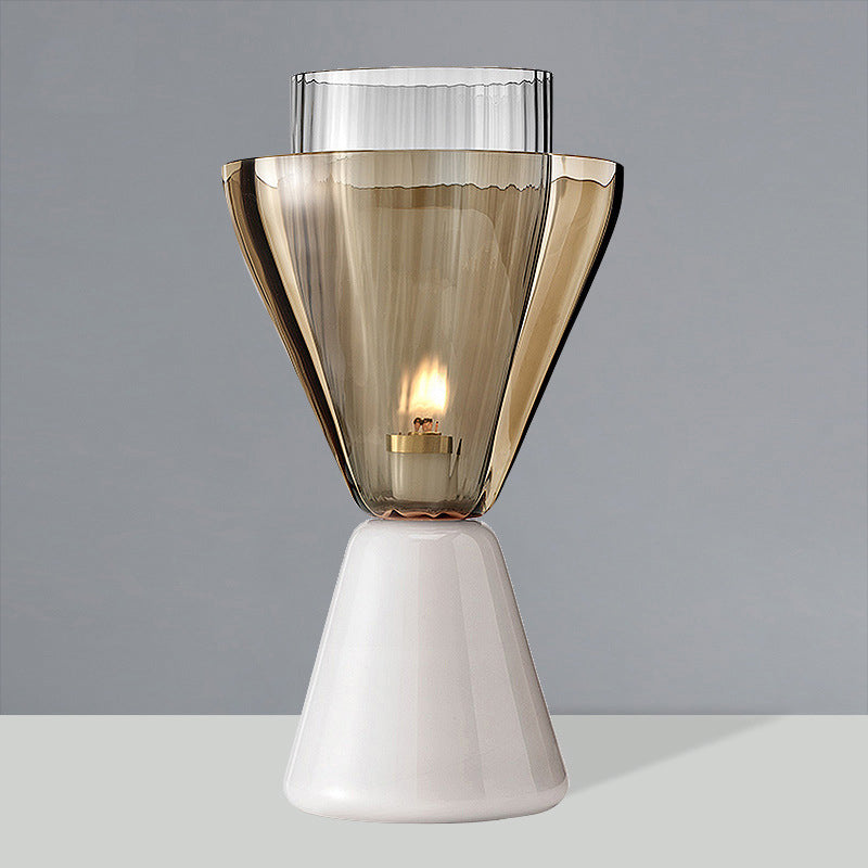 Cone Funnel Marble Glass Table Lamp