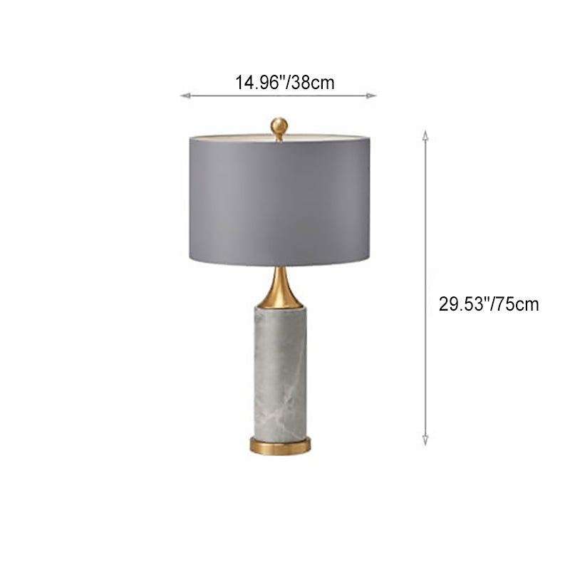 Marble Cylinder Bedroom Table Lamp