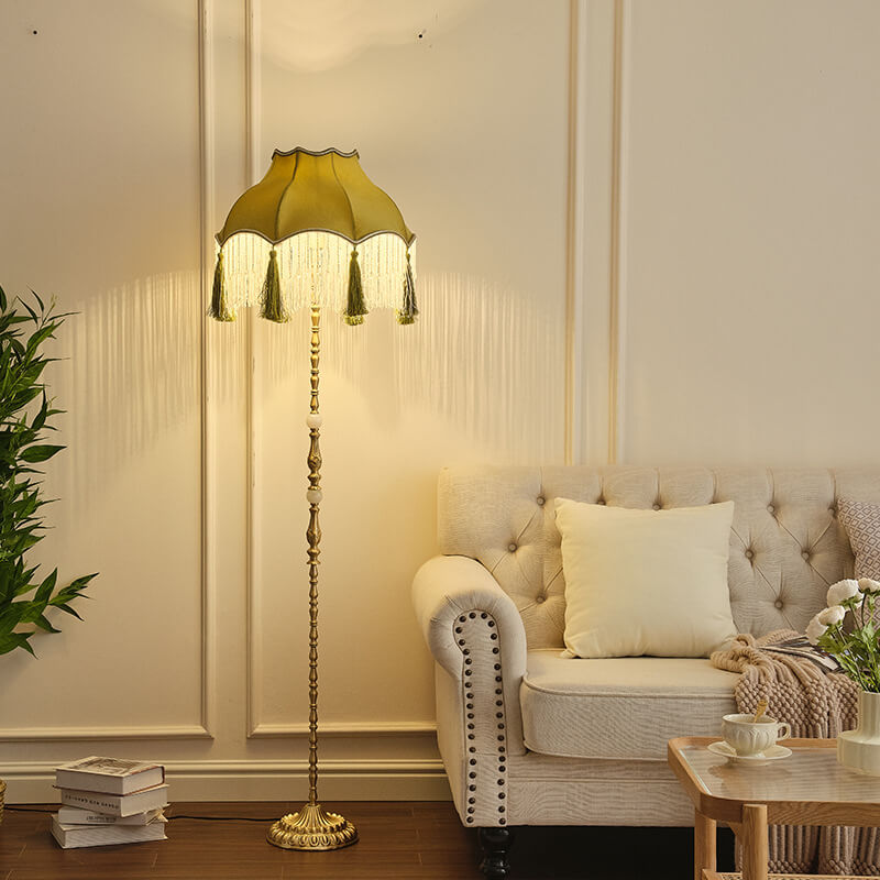 Brass Umbrella Tassels Living Floor Lamp