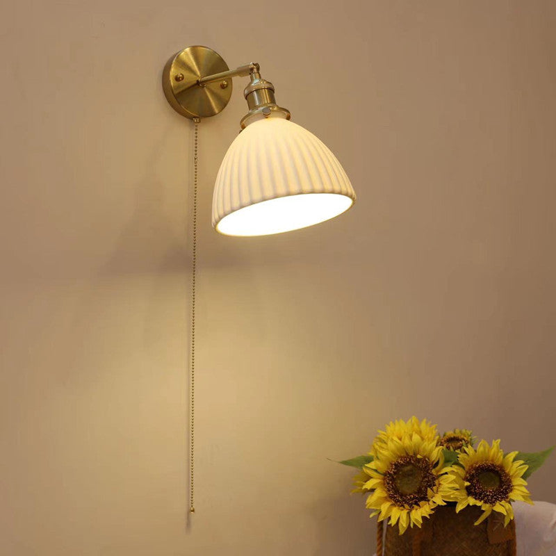 Brass Round Vanity Bedroom Wall Lamp