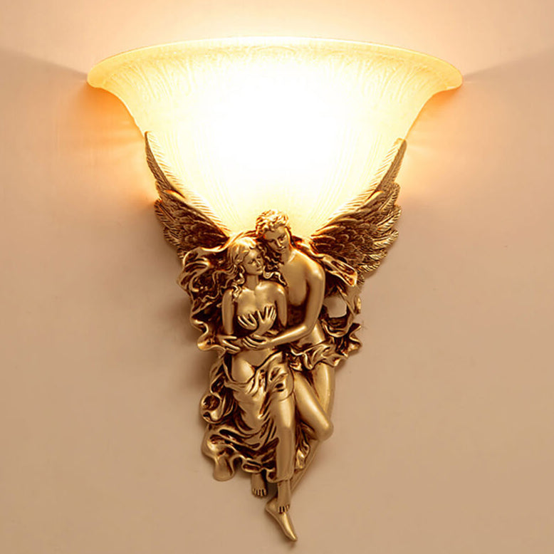 Angel Resin Design Glass Wall Lamp