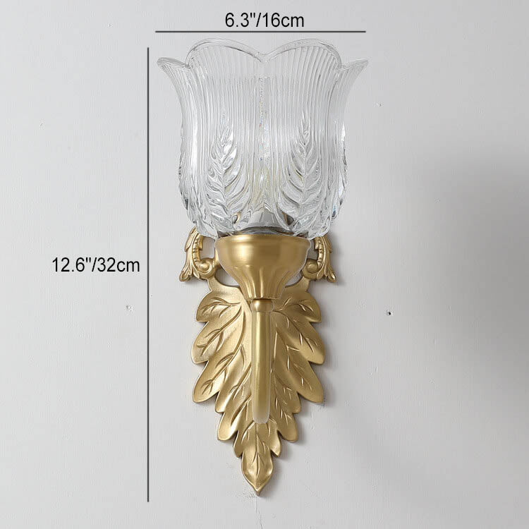 Flower Cup Brass Glass Wall Lamp