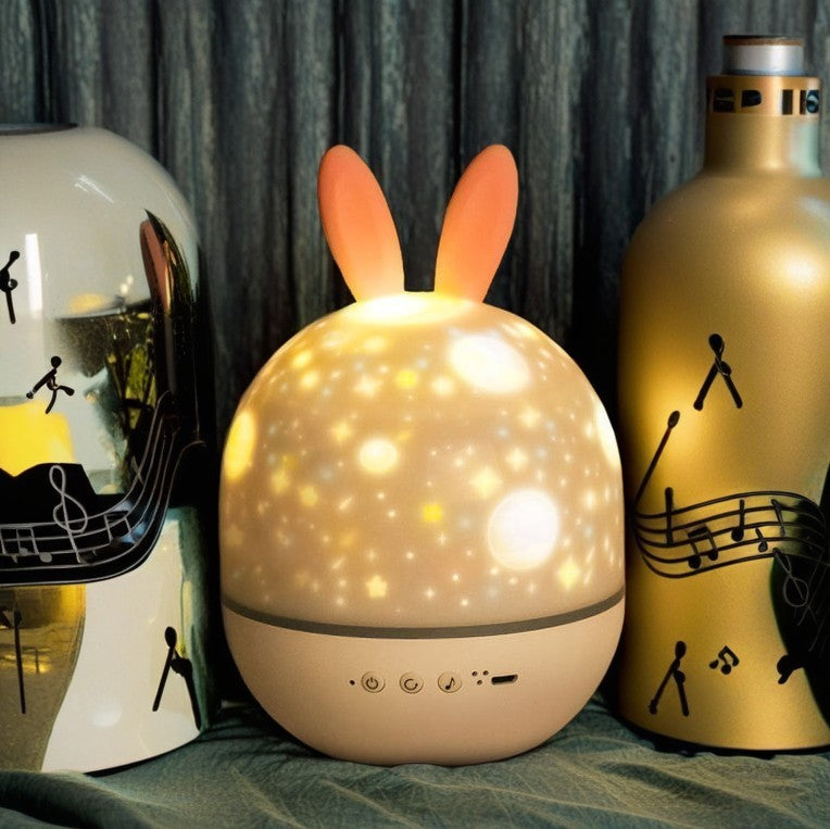 Kids Projectable Round Rabbit Table Lamp